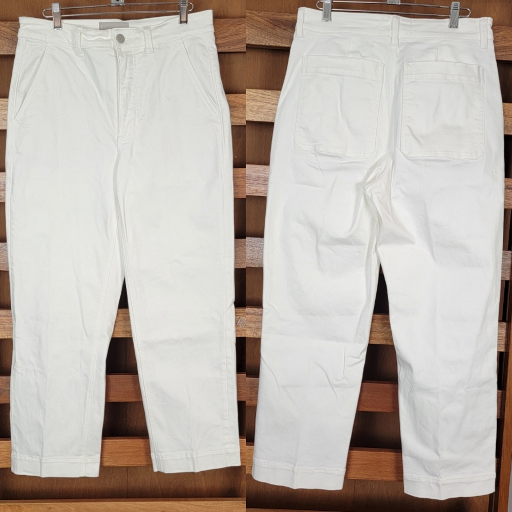 Everlane Ivory Cropped Straight Regular Jeans, Sz 10